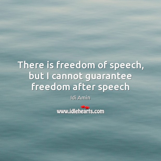 There is freedom of speech, but I cannot guarantee freedom after speech Freedom of Speech Quotes Image