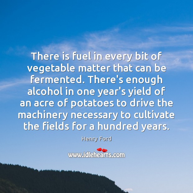There is fuel in every bit of vegetable matter that can be Henry Ford Picture Quote
