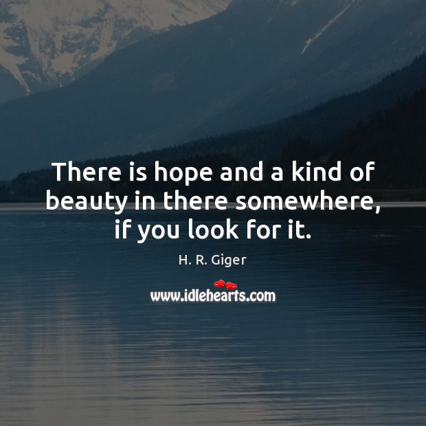 There is hope and a kind of beauty in there somewhere, if you look for it. H. R. Giger Picture Quote