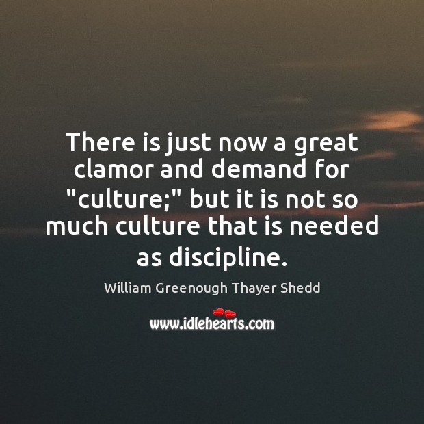 There is just now a great clamor and demand for “culture;” but William Greenough Thayer Shedd Picture Quote