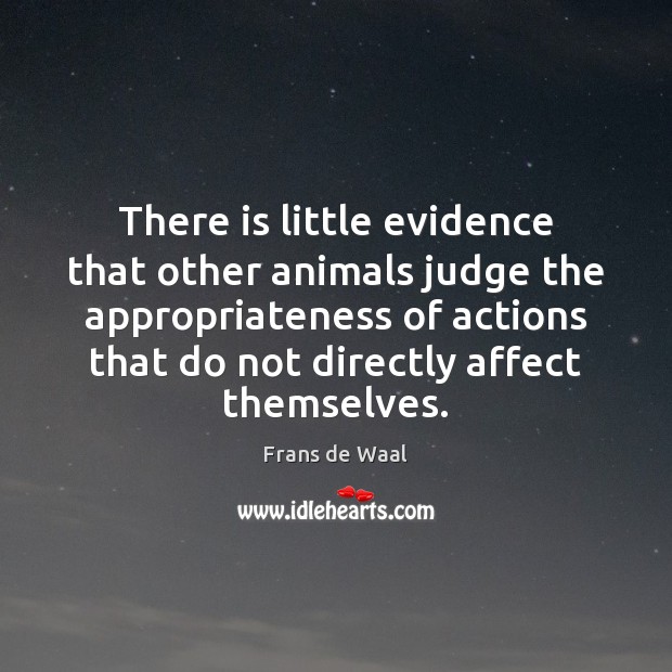 There is little evidence that other animals judge the appropriateness of actions Frans de Waal Picture Quote