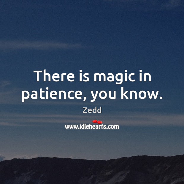 There is magic in patience, you know. Zedd Picture Quote