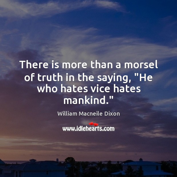 There is more than a morsel of truth in the saying, “He who hates vice hates mankind.” Image