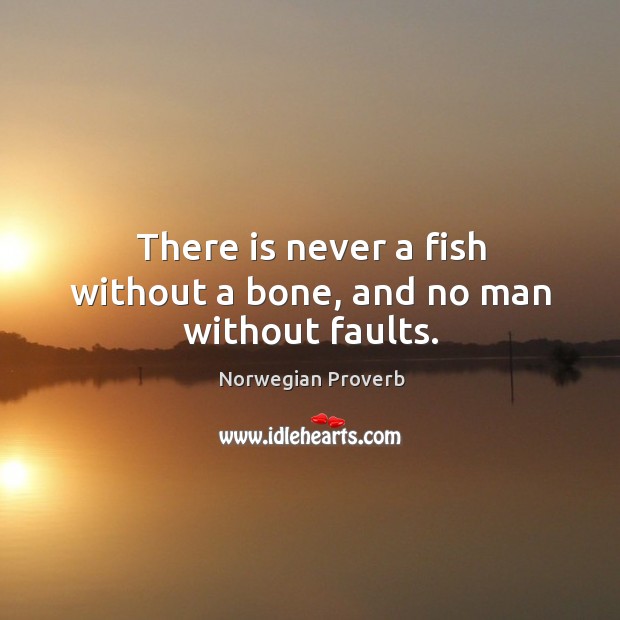 There is never a fish without a bone, and no man without faults. Norwegian Proverbs Image