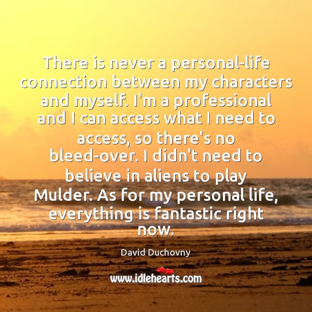 There is never a personal-life connection between my characters and myself. I’m David Duchovny Picture Quote