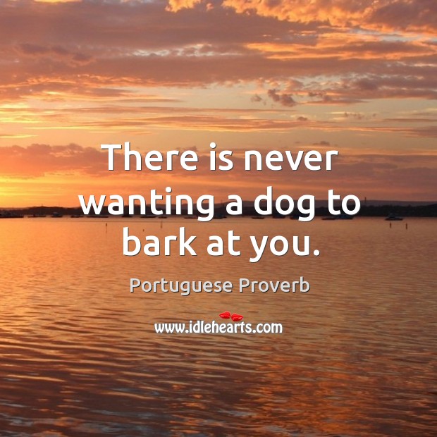 There is never wanting a dog to bark at you. Portuguese Proverbs Image