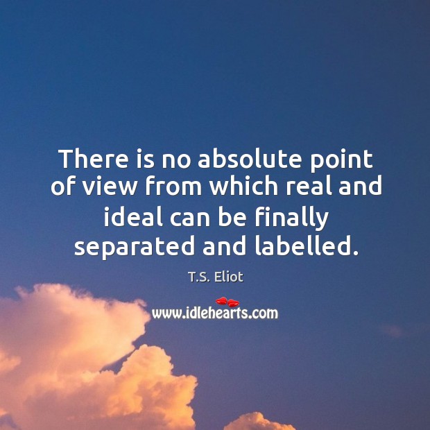 There is no absolute point of view from which real and ideal can be finally separated and labelled. T.S. Eliot Picture Quote