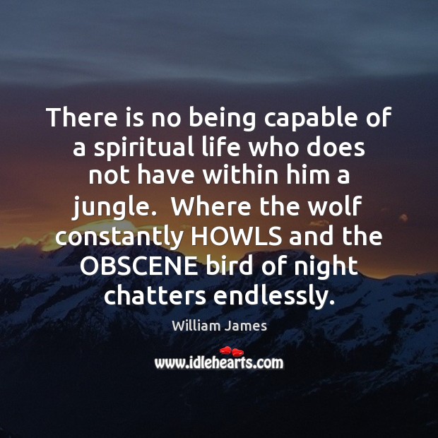 There is no being capable of a spiritual life who does not William James Picture Quote