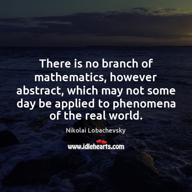 There is no branch of mathematics, however abstract, which may not some Nikolai Lobachevsky Picture Quote