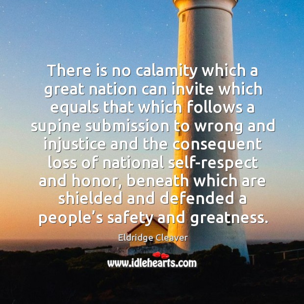 There is no calamity which a great nation can invite which equals that which Eldridge Cleaver Picture Quote
