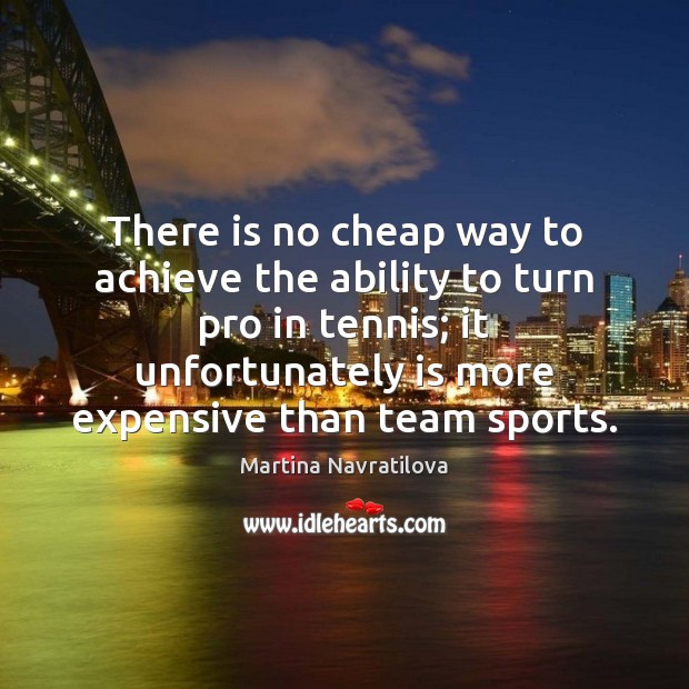 There is no cheap way to achieve the ability to turn pro Martina Navratilova Picture Quote