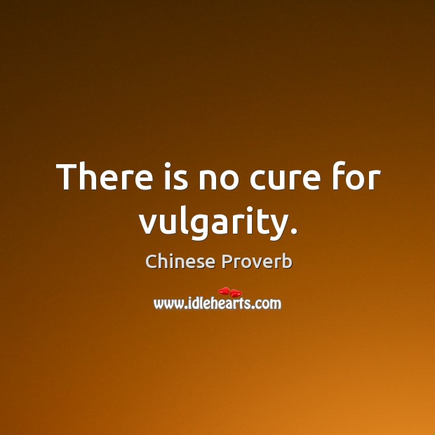 There is no cure for vulgarity. Image