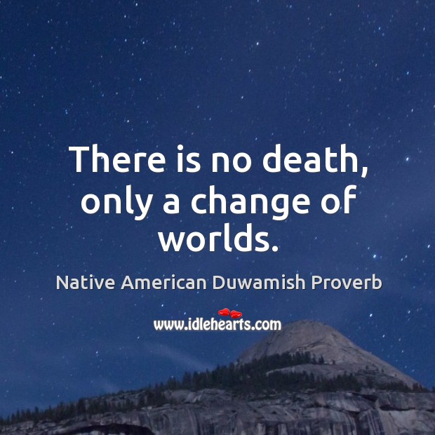 There is no death, only a change of worlds. Native American Duwamish Proverbs Image