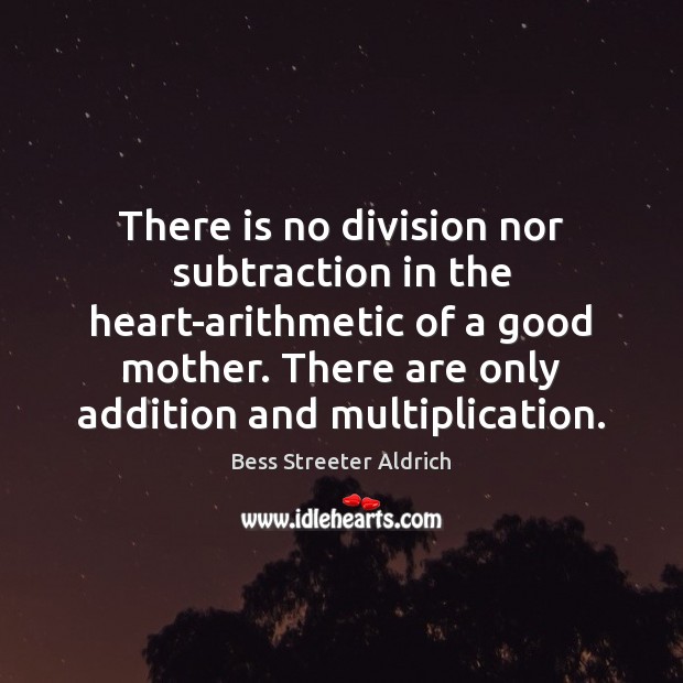 There is no division nor subtraction in the heart-arithmetic of a good Bess Streeter Aldrich Picture Quote