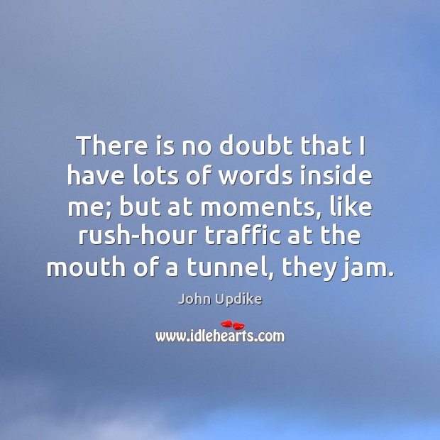 There is no doubt that I have lots of words inside me; John Updike Picture Quote