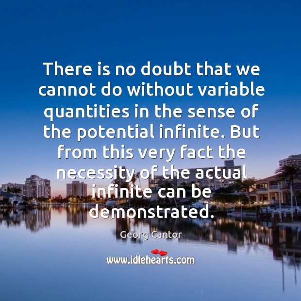 There is no doubt that we cannot do without variable quantities in Georg Cantor Picture Quote