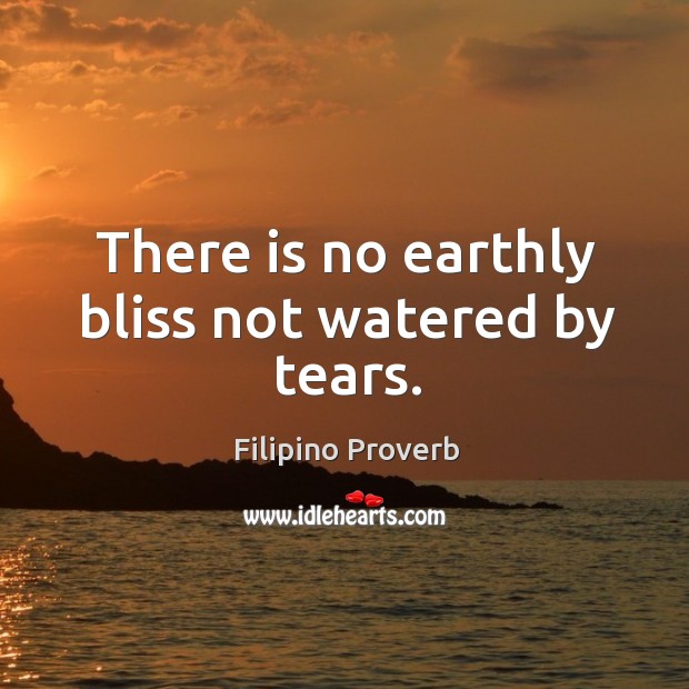 There is no earthly bliss not watered by tears. Filipino Proverbs Image