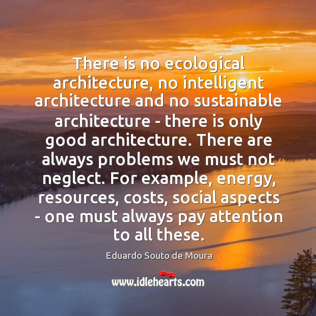 There is no ecological architecture, no intelligent architecture and no sustainable architecture Eduardo Souto de Moura Picture Quote