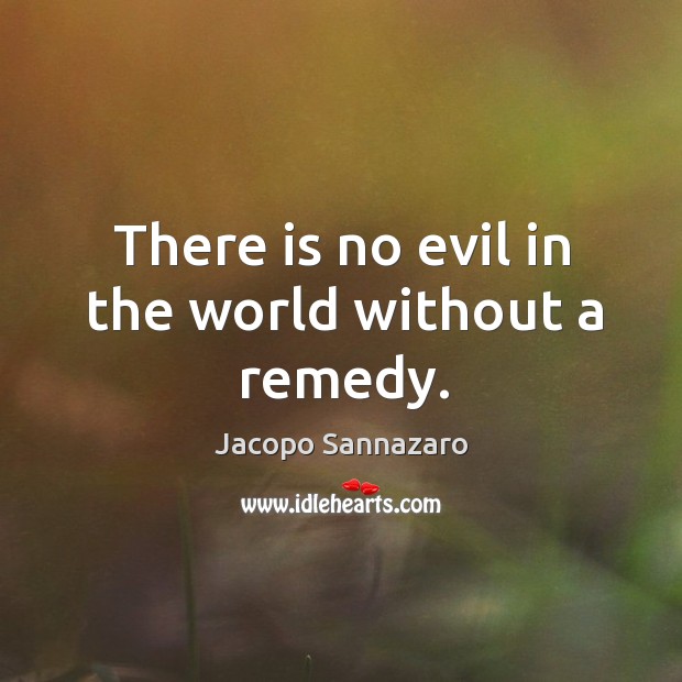 There is no evil in the world without a remedy. Jacopo Sannazaro Picture Quote