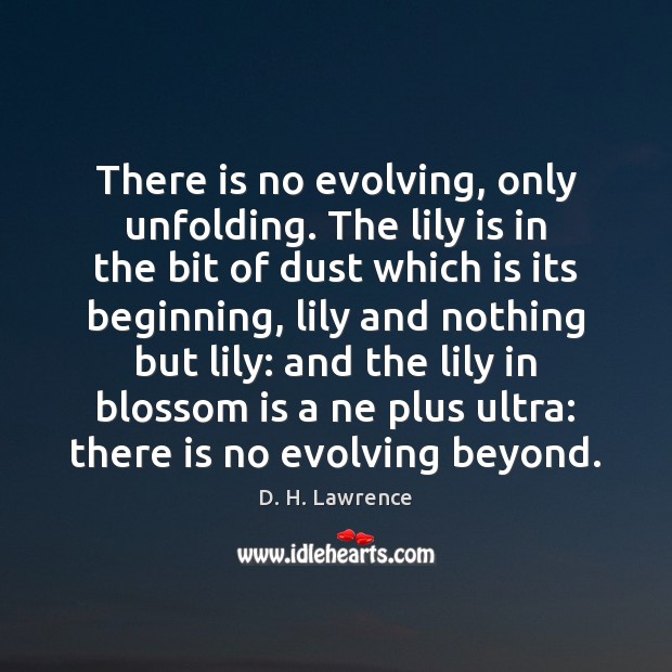 There is no evolving, only unfolding. The lily is in the bit Image