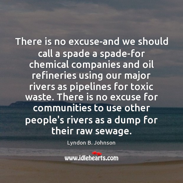 There is no excuse-and we should call a spade a spade-for chemical Lyndon B. Johnson Picture Quote