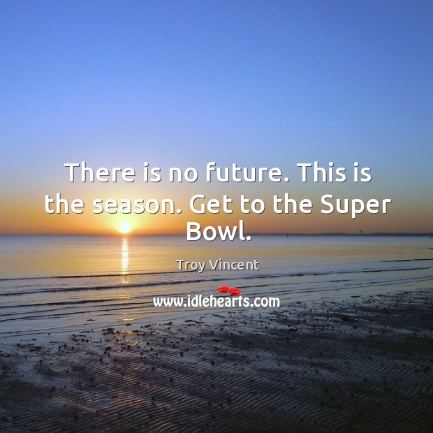 There is no future. This is the season. Get to the super bowl. Troy Vincent Picture Quote