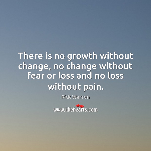 There is no growth without change, no change without fear or loss Rick Warren Picture Quote