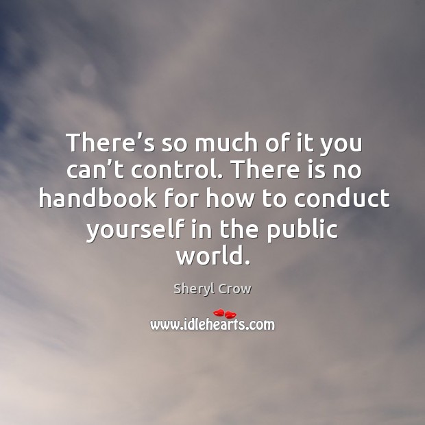 There is no handbook for how to conduct yourself in the public world. Sheryl Crow Picture Quote