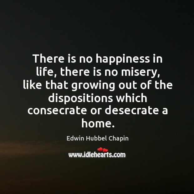 There is no happiness in life, there is no misery, like that Edwin Hubbel Chapin Picture Quote