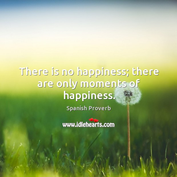 There is no happiness; there are only moments of happiness. Spanish Proverbs Image
