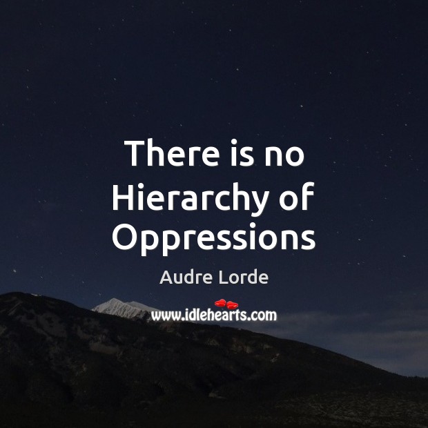 There is no Hierarchy of Oppressions Audre Lorde Picture Quote