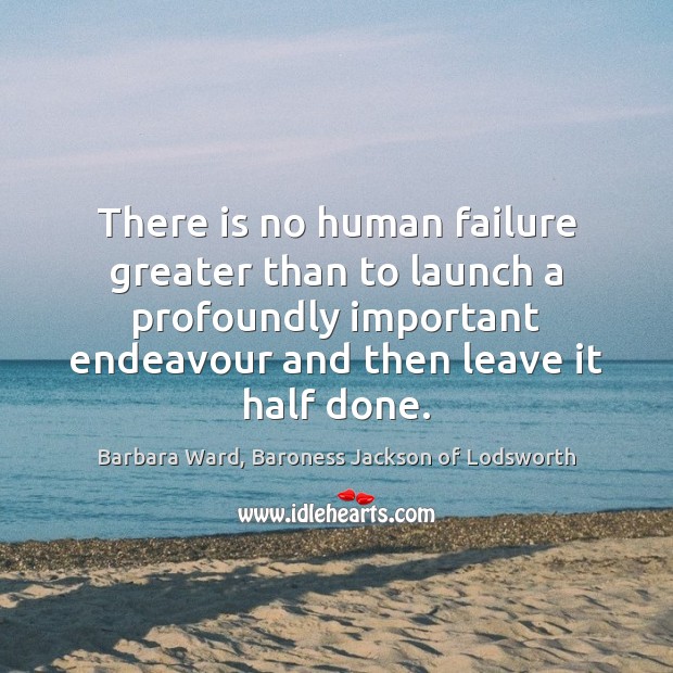 There is no human failure greater than to launch a profoundly important 