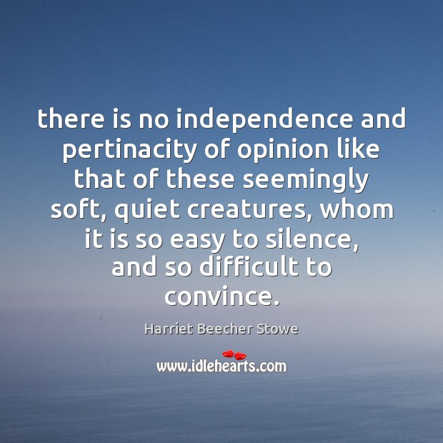 There is no independence and pertinacity of opinion like that of these Harriet Beecher Stowe Picture Quote