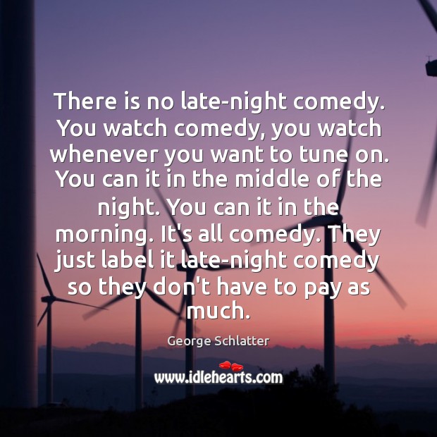 There is no late-night comedy. You watch comedy, you watch whenever you George Schlatter Picture Quote