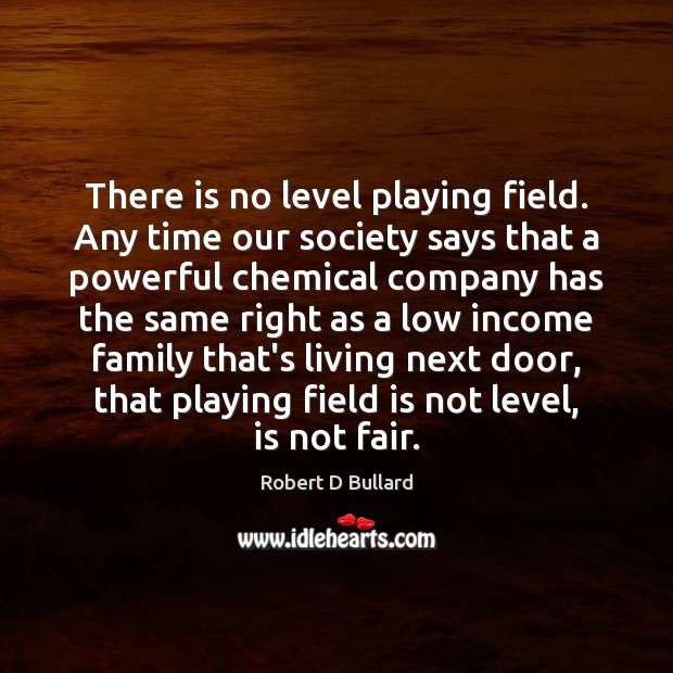 There is no level playing field. Any time our society says that Robert D Bullard Picture Quote
