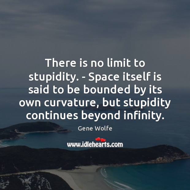 There is no limit to stupidity. – Space itself is said to Gene Wolfe Picture Quote