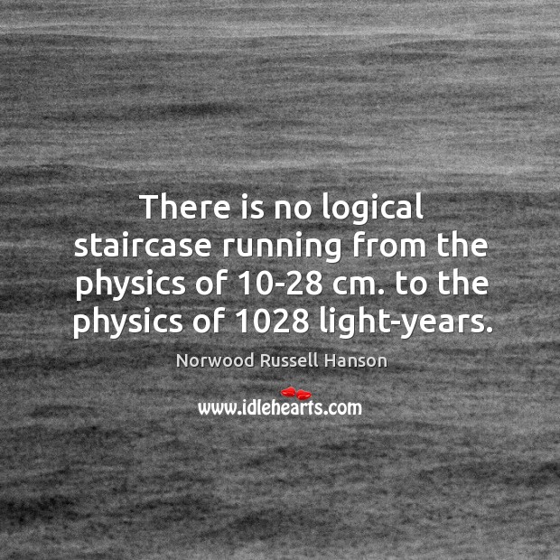 There is no logical staircase running from the physics of 10-28 cm. Image