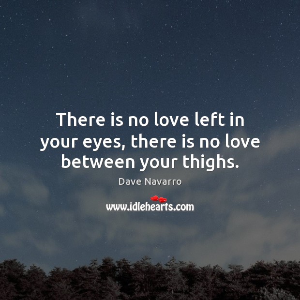 There is no love left in your eyes, there is no love between your thighs. Dave Navarro Picture Quote