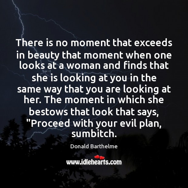 There is no moment that exceeds in beauty that moment when one Donald Barthelme Picture Quote