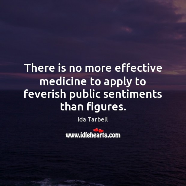 There is no more effective medicine to apply to feverish public sentiments than figures. Ida Tarbell Picture Quote
