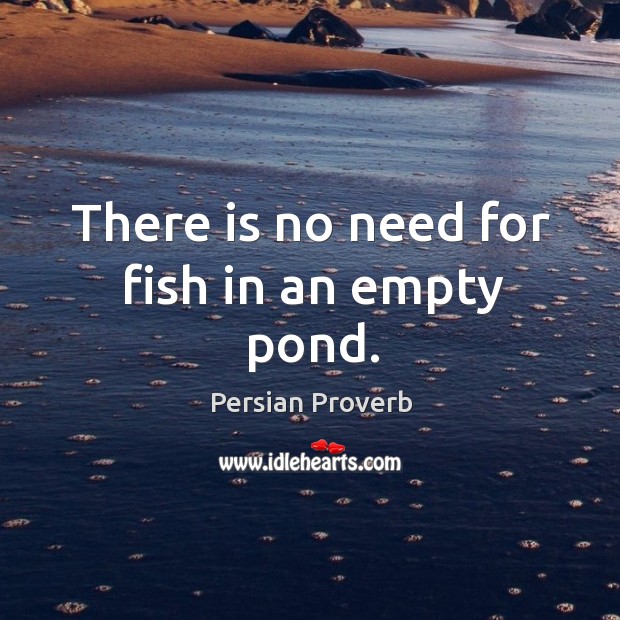 There is no need for fish in an empty pond. Persian Proverbs Image
