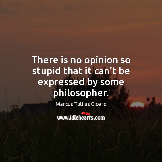 There is no opinion so stupid that it can’t be expressed by some philosopher. Image