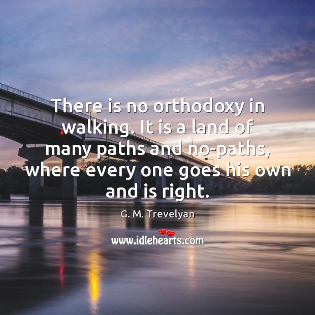 There is no orthodoxy in walking. It is a land of many G. M. Trevelyan Picture Quote