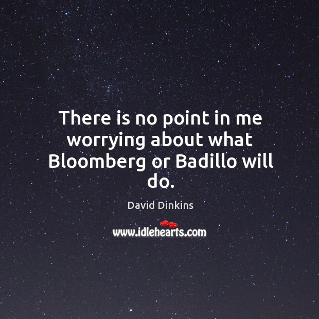 There is no point in me worrying about what bloomberg or badillo will do. David Dinkins Picture Quote