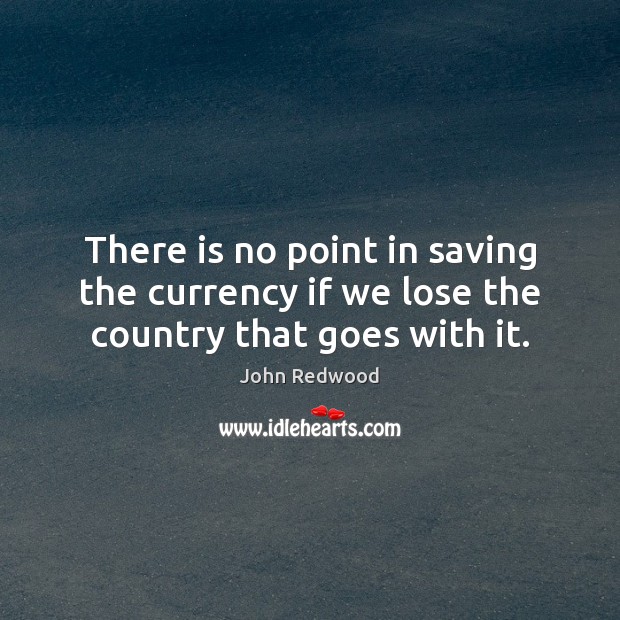 There is no point in saving the currency if we lose the country that goes with it. John Redwood Picture Quote