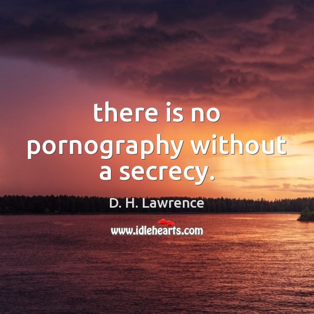 There is no pornography without a secrecy. D. H. Lawrence Picture Quote