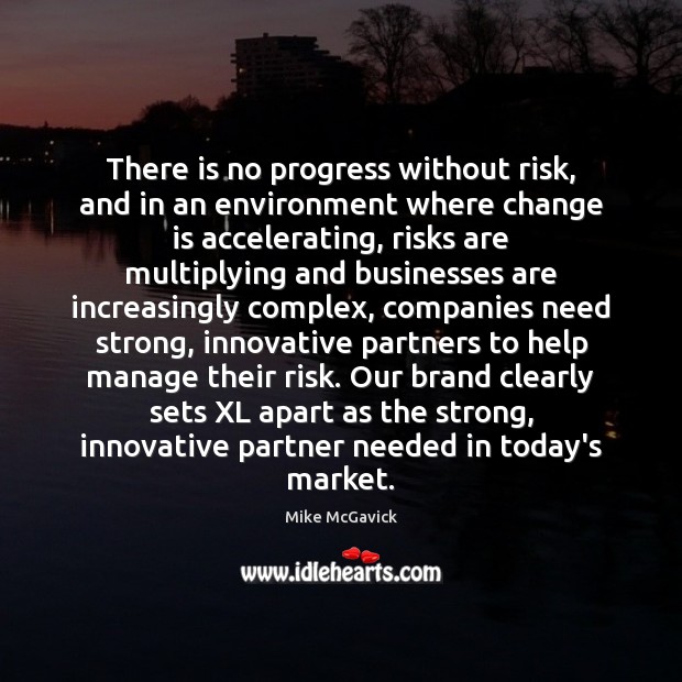 There is no progress without risk, and in an environment where change Mike McGavick Picture Quote