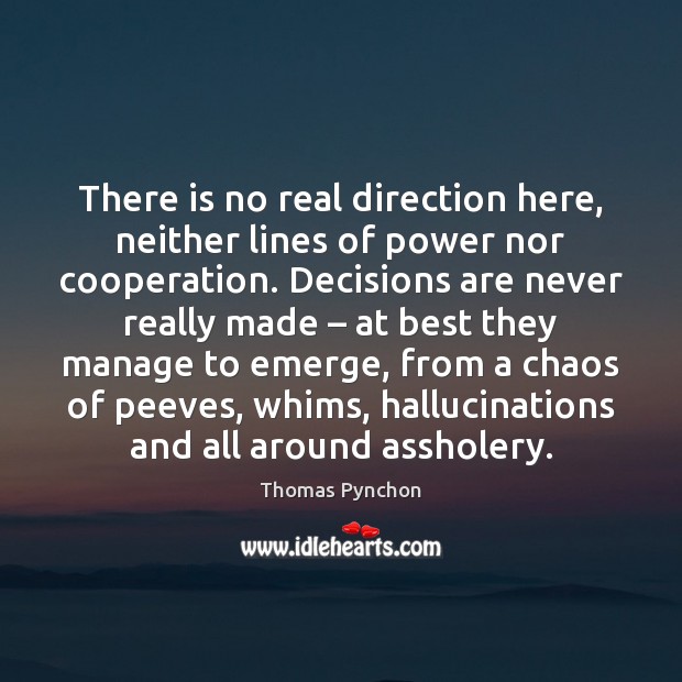 There is no real direction here, neither lines of power nor cooperation. Thomas Pynchon Picture Quote