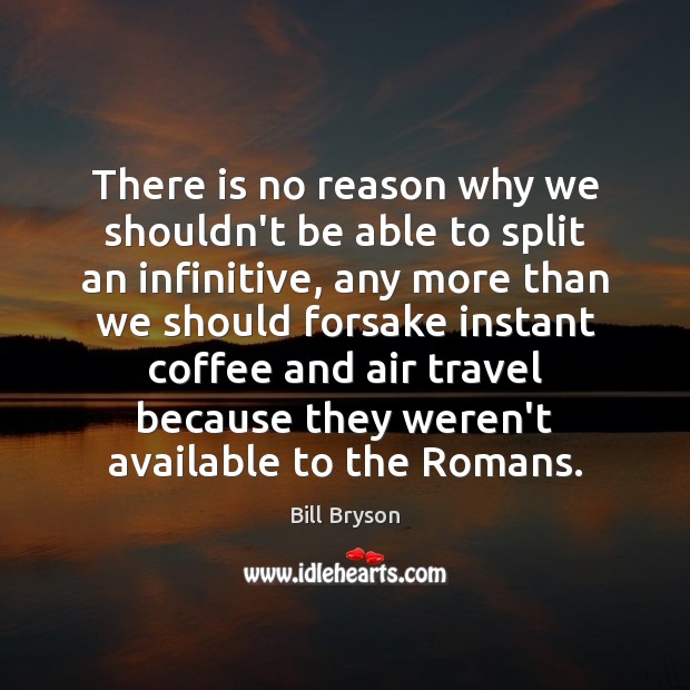 There is no reason why we shouldn’t be able to split an Bill Bryson Picture Quote