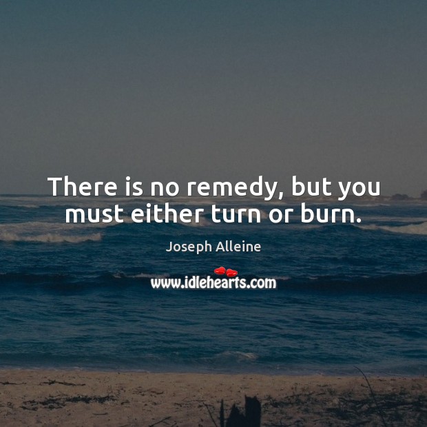 There is no remedy, but you must either turn or burn. Joseph Alleine Picture Quote